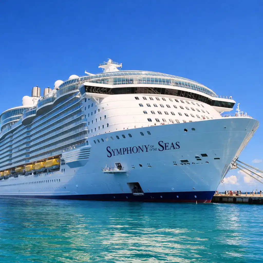 Statek wycieczkowy Symphony of the Seas zacumowany w porcie